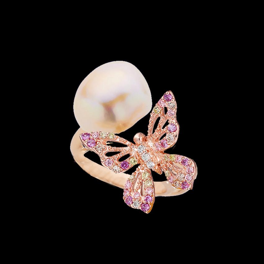 14kt gold and diamond pink tourmaline butterfly ring | Luna Skye