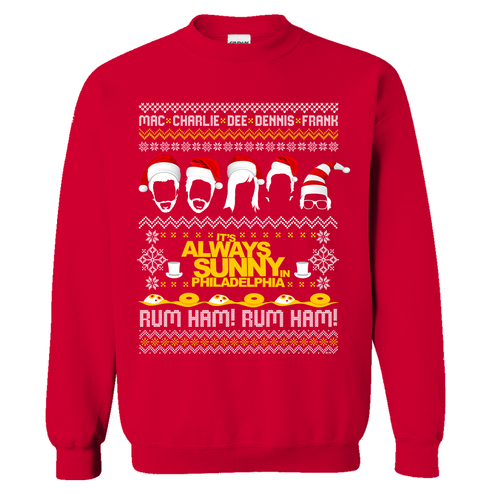 Image of It's Always Sunny in Philadelphia Ugly Holiday Sweater Fleece Crewneck Sweatshirt