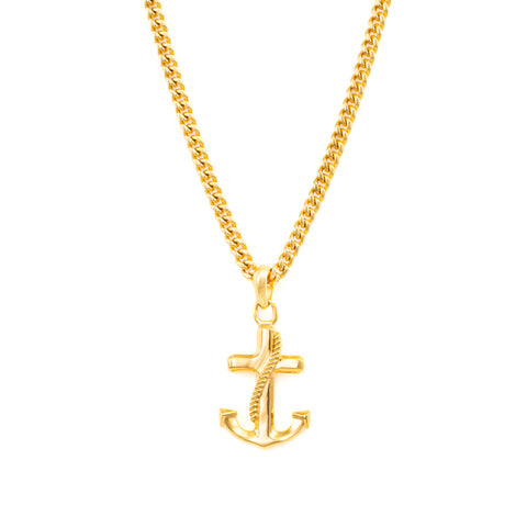 Traditional Sailor Nautical Vacation Real 14K Yellow Gold Boat Anchor  Pendant Necklace For Women Men No Chain | Amazon.com