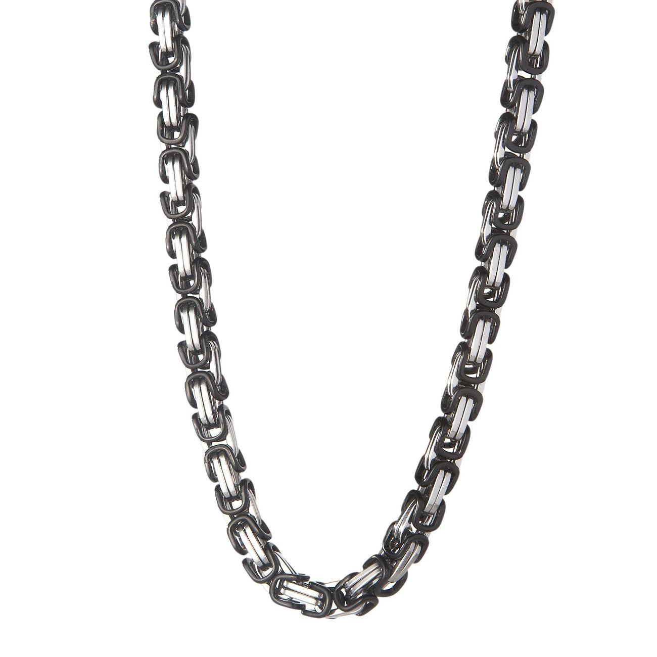 6mm Black & Silver Byzantine Chain – SpicyIce