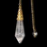 Pendule Cristal de Roche monture or et sa chainette