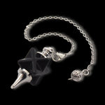 Pendule en Onyx Noir Pentacle avec sa chainette