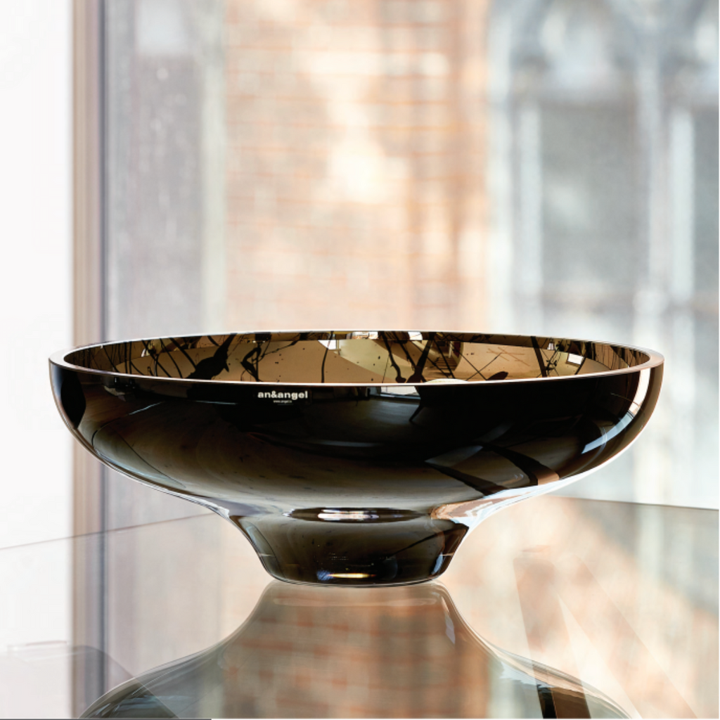 Titan large bowl - decoratieve glazen zwart & titanium