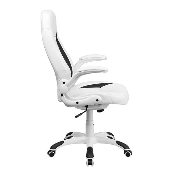 Flash Furniture White Leather Executive Office Chair with Flip Up Arms ...