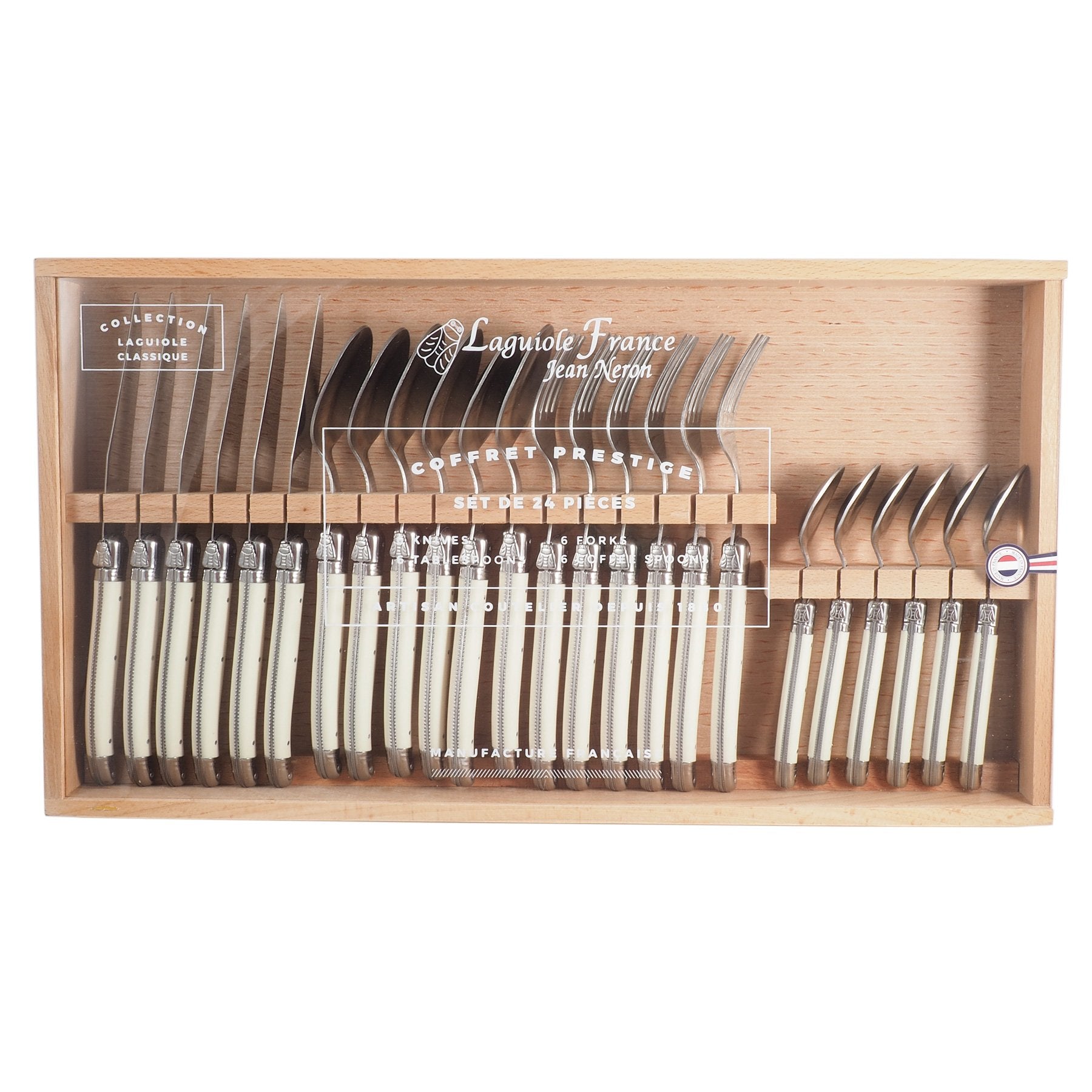 Laguiole 24 Piece Olivewood Flatware in Wooden Box – French Dry Goods