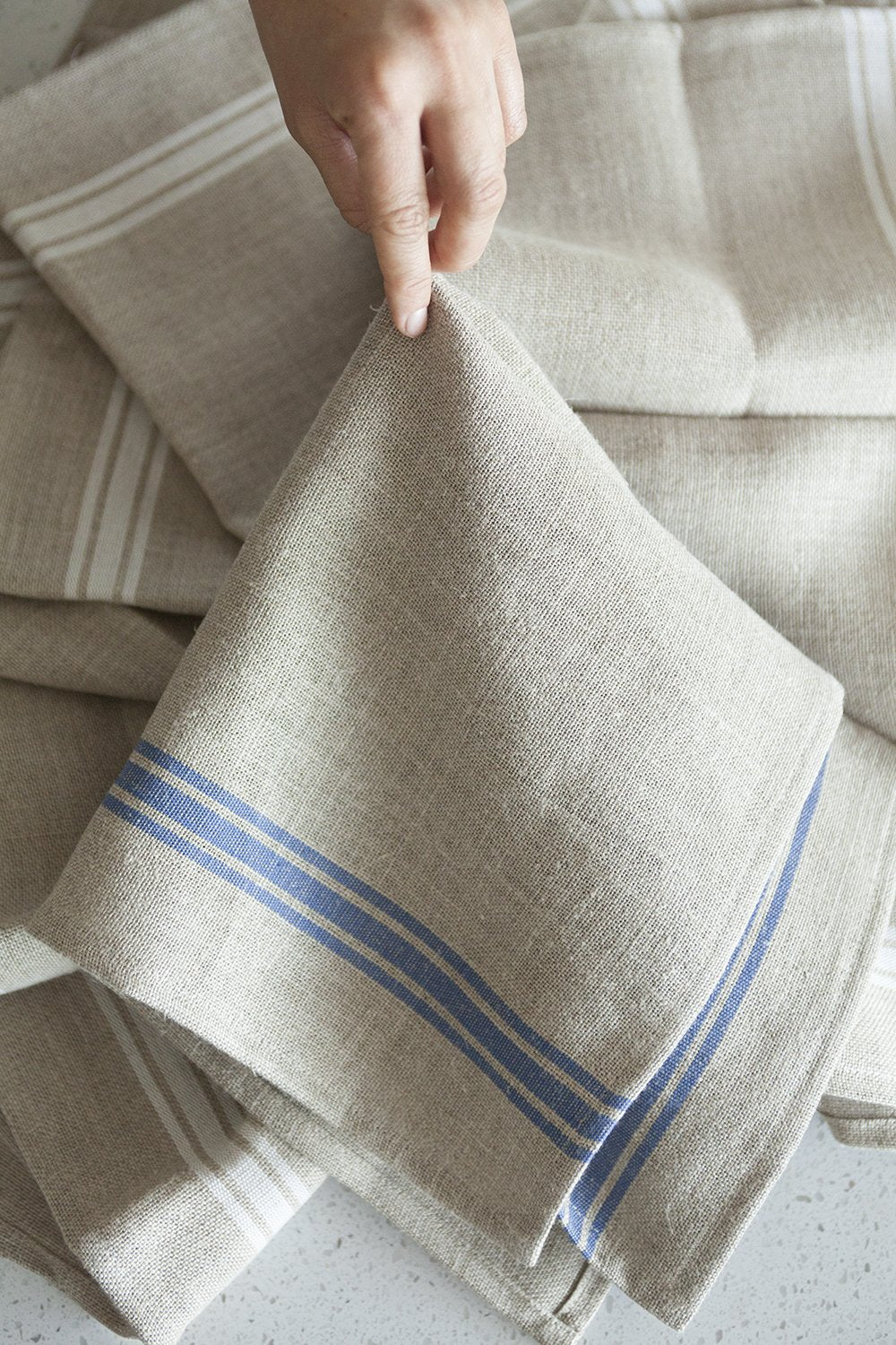 French Cotton Kitchen towel - blue check - Three Bales Home Supply