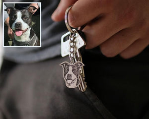 Personalized Engraved Pet Portrait Keychain