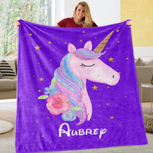 Load image into Gallery viewer, Personalized Magical Unicorn Fleece Blanket 12

