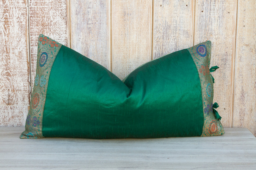 Daani Large Festive Indian Silk Queen Lumbar Pillow Cover