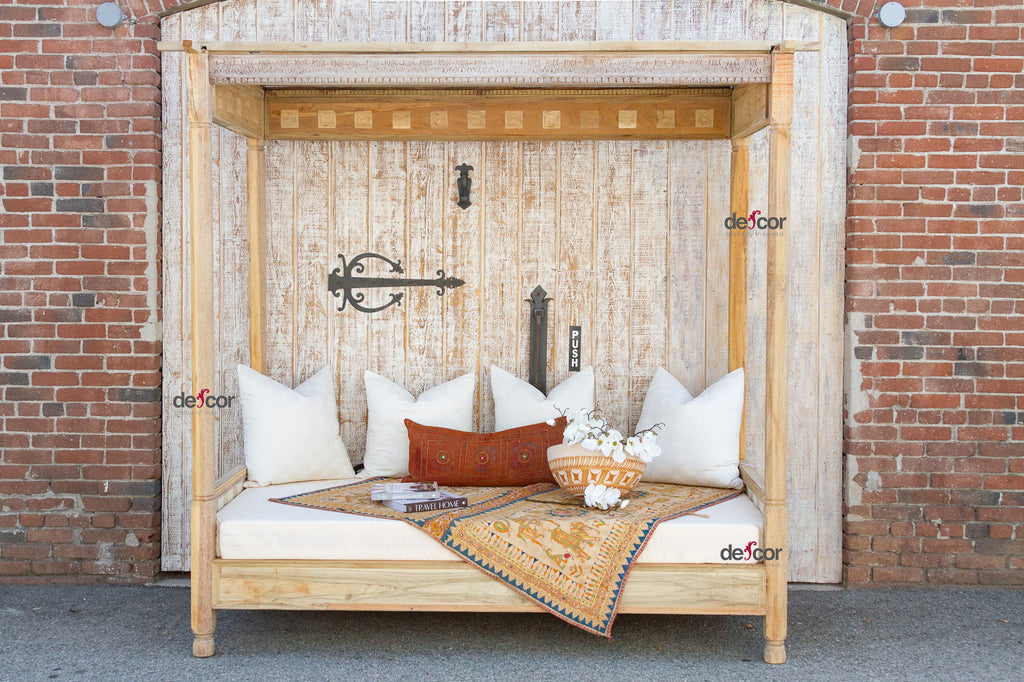 Exquisite Bleached Teak Canopy Daybed