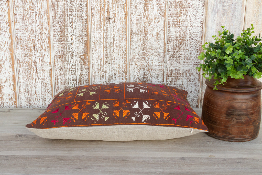 Som Antique Indian Folk Lumbar Pillow Cover