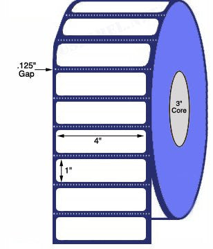 4'' x 1'' Direct Thermal Labels on a 3'' Core  - 8'' OD