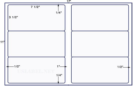 US5280-7 1/2'' x 3 1/2''-6 up label on a 11''x17'' sheet.