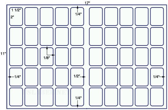 US7547-1 1/2'' x 2'' - 50 up label on a 11'' x 17'' sheet.