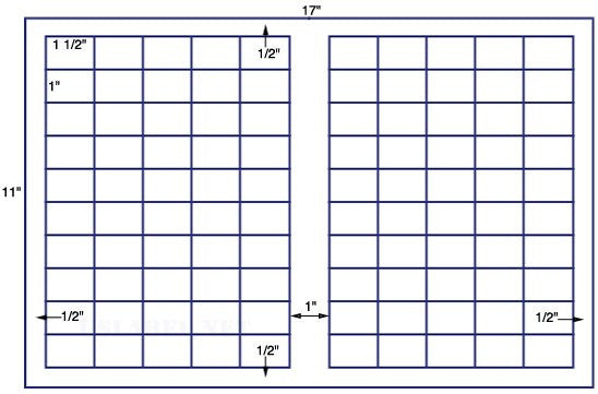 US7860-1 1/2''x1''UPC-100 up label on a 11'' x 17''sheet.