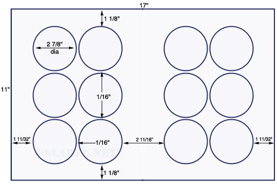 US8178-2 7/8'' Diam. circle 12 up on a 11'' x 17'' sheet.