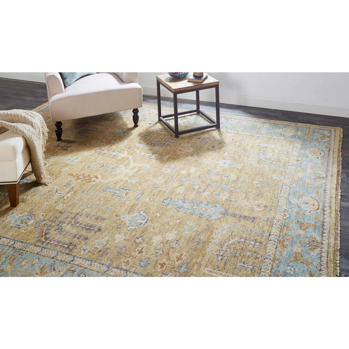 Sample on Display: Gold-Light Blue Rug