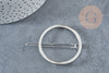 Round silver metal clip barrette holder without tray 47mm, wedding hair accessory x1 G8834 