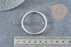 Round silver metal clip barrette holder without tray 47mm, wedding hair accessory x1 G8834 