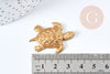 Undrilled Turtle pendant raw brass 33mm, ocean theme jewelry making X1