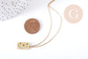 Collar rectangular con medalla de luna y estrella de acero inoxidable 304 dorado 40 cm, idea de regalo para mujer X1 G9216