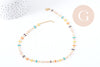 Fancy multicolored enamel necklace 304 stainless steel gold 45cm, women's gift idea X1 G8807