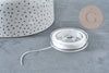 Spool of white nylon elastic thread 0.8mm, round elastic jewelry creation, 10 meter spool, X1 G8914
