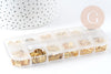 Box Kit mix of 12 types of supplies and gold brass zamac beads, Boxes and kits for creating DIY costume jewelry, X1 G8843