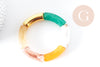 Bracelet jonc élastiqué résine vert or jaune 50mm,idée cadeau anniversaire, X1 G8936