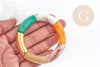 Bracelet jonc élastiqué résine vert or jaune 50mm,idée cadeau anniversaire, X1 G8936