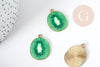 Colgante kiwi oro zamac esmalte verde 26,5 mm, creación de joyas de frutas, X1 G9000