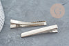 Silver metal clip barrette holder without tray 57mm, hairdressing supplies crocodile clip X2 G4983