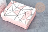 Caja de regalo Joyero de cartón rosa con patrón geométrico de 11,2 x 8,05 cm, una caja para guardar joyas x1 G8956