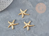 Pendentif acier 304 inoxydable doré étoile de mer 22mm, pendentif acier inoxydable création bijoux, X2 G4123