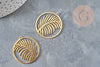 Pendentif médaille feuille palme acier inoxydable 201doré 32mm,breloque acier inoxydable doré sans nickel, X1 G6189