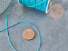 Cordón azul turquesa trenzado poliéster 0.8mm, cordón de alambre jade para joyería, X1 metro G3796