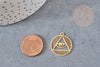 Protective eye triangle pendant in 201 stainless steel, gold, 22mm, lucky charm for jewelry creation, X1 G4607