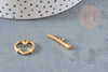 T heart clasp gold stainless steel 15.5mm, large quality clasp in gold stainless steel for jewelry creation, X1 G3656