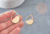 Golden steel pendant engraved raindrop 30mm, golden charm, golden stainless steel, nickel-free pendant, X1 G6244
