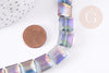 12mm faceted iridescent square glass bead, square beads, glass beads for jewelry creation, X5 beads G9076
