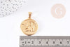 Colgante medalla ángel redondo 304 acero inoxidable oro 23mm, colgante de oro, sin níquel, acero dorado, medalla de oro, X1 G0140