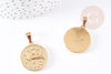 Round Virgo golden steel medal pendant, astrological sign, golden pendant, nickel-free, golden steel, gold medal, 2.9cm, X1 G6113