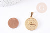 Medalla colgante Virgo redonda de acero dorado, signo astrológico, colgante dorado, sin níquel, acero dorado, medalla de oro, 2,9cm, X1 G6113