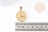 Medalla colgante Virgo redonda de acero dorado, signo astrológico, colgante dorado, sin níquel, acero dorado, medalla de oro, 2,9cm, X1 G6113