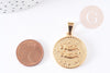 Gemini round medal pendant in golden steel, astrological sign, golden pendant, nickel-free, golden steel, jewelry, gold medal, 2.9cm, X1 G6115