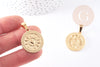 Pendentif médaille ronde cœur acier 304 inoxydable doré, pendentif doré, sans nickel, acier doré,médaille or,2.5cm, X1 G2051
