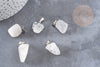 Colgante de cristal de roca enrollado en acero platino, colgante de piedra de acero inoxidable, joyería colgante de piedra natural, 15-35 mm, X1 G4044
