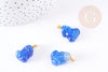 Pendentif grenouille agate bleue support doré, pendentif pierre agate naturelle bleue,création bijou pierre naturelle, 20-22mm, X1, G3987
