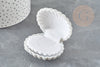 Ecrin bijou coquillage Velours gris clair 3.5x3.8cm, boite bijoux, rangement bijoux, intérieur blanc, X1 G3384