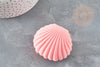 Joyero de concha de terciopelo rosa, suministros creativos, joyero, almacenamiento de joyas, interior blanco, 3,5x3,8 cm, X1 G3297
